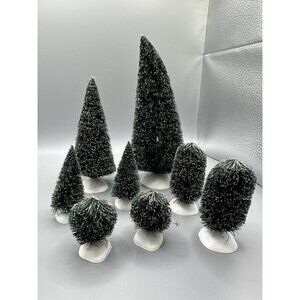 Department 56 Lot Vtg Snow Flocked Evergreen Trees &‎ Bushes Christmas Village